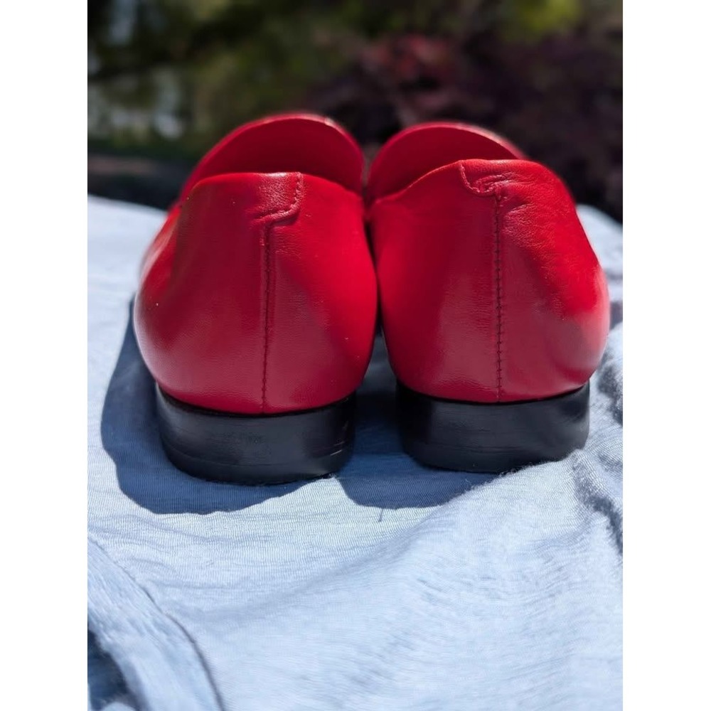 Antonio Melani Red Leather Loafers Women's 6M Italian Leather Flats - Picture 4 of 9
